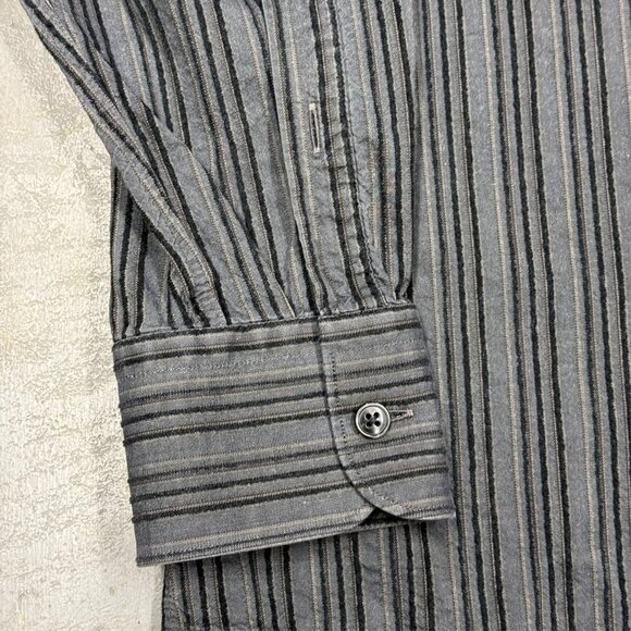 Ermenegildo Zegna Z Striped Dress Shirt Long Sleeve Button Up Grey 15 1/2 Medium - Picture 4 of 11